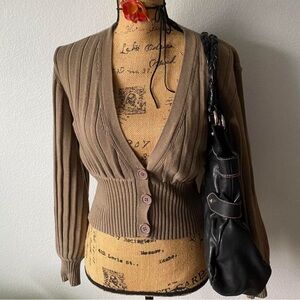 Vision USA Ribbed Slouchy Buttonup Cardigan